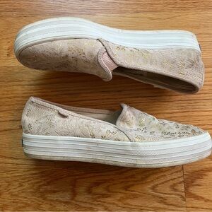 Keds x rifle paper company slip on rose gold sneakers size 7.5